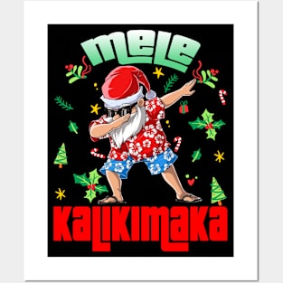 Mele Kalikimaka Christmas Santa Shaka Hawaii Posters and Art